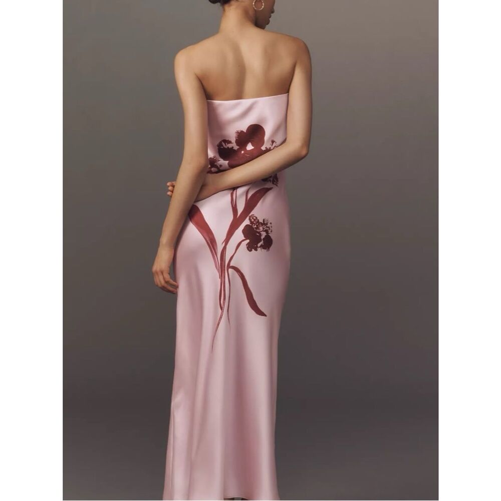 New Anthropologie Strapless Satin Maxi Slip Dress Size M - Picture 3 of 7